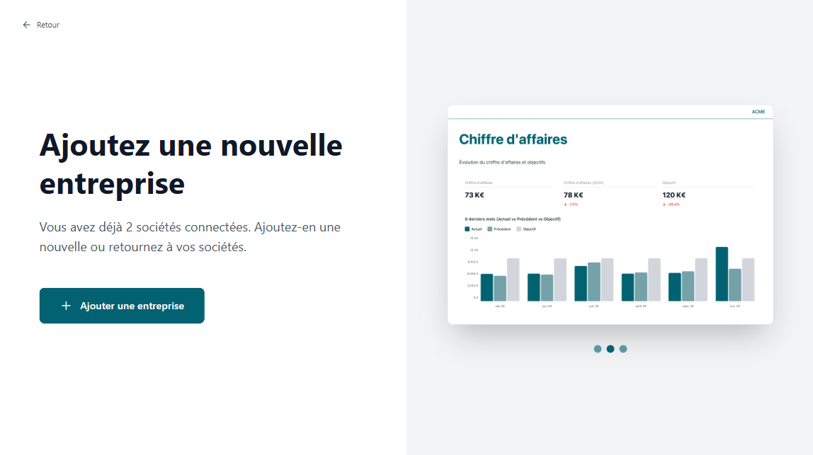 Écran d'ajout d'une nouvelle entreprise